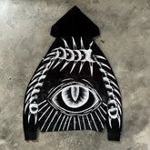 Hearujoy Skull skeleton design Gothic pattern printed oversized hoodies for women Y2K niche high street hip-hop winter couple sweatshirts